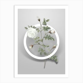 Vintage Silver Hispid Rose Minimalist Botanical Geometric Circle on Soft Gray n.0454 Art Print