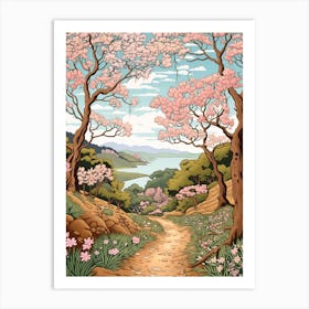 Queen Charlotte Track New Zealand 1 Hike Illustration Art Print