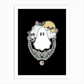 Cute Ghost | Black Art Print