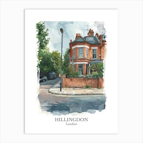 Hillingdon London Borough   Street Watercolour 4 Poster Art Print
