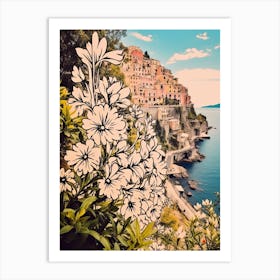 Amalfi Coast, Flower Collage 10 Art Print