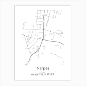 Narpes,Finland Minimalist Map Art Print