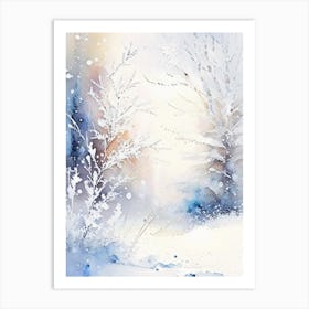 Winter Scenery, Snowflakes, Storybook Watercolours 1 Art Print