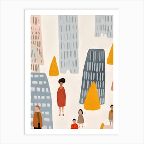 San Francisco, California Scene, Tiny People And Illustration 3 Art Print