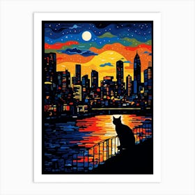 Bangkok, Thailand Skyline With A Cat 3 Art Print