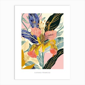 Colourful Flower Illustration Poster Evening Primrose 1 Art Print