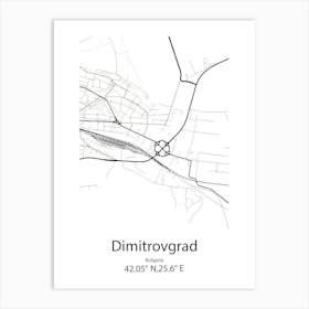 Dimitrovgrad,Bulgaria Minimalist Map Art Print