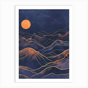 Moonlight Over The Mountains 4 Art Print