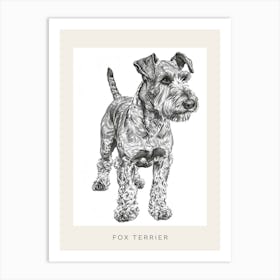 Fox Terrier Dog Line Sketch 3 Poster Art Print