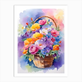 Basket Of Flowers 6 Art Print