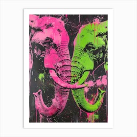 Two Elephants Kissing 1 Art Print