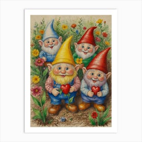 Gnomes In The Garden Art Print