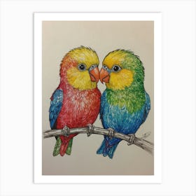 Two Birds On A Branch Art Print