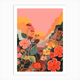 Boho Wildflower Painting Primrose Primula 1 Art Print