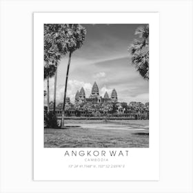 Angkor Wat Cambodia Black And White Art Print