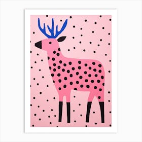 Pink Polka Dot Elk 1 Art Print