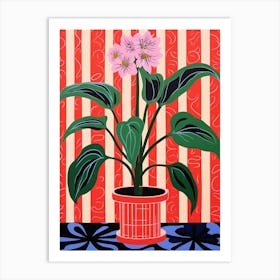 Pink And Red Plant Illustration Cast Iron Plant 2 Art Print