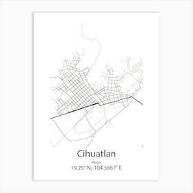 Cihuatlan,Mexico Minimalist Map Art Print