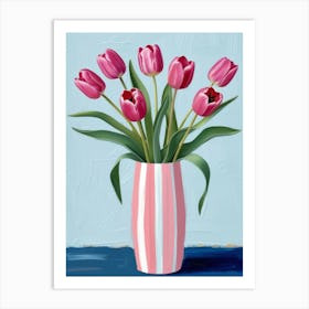 Pink Tulips In A Vase 3 Art Print