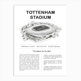 Tottenham Football Stadium Hotspur Spurs Arena Art Print