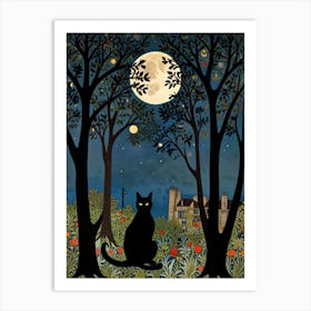 William Morris Cat In The Moonlight 15 Art Print