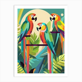 Firefly Simple Abstract Geometric Parrots In A Jungley Art Print