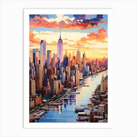 Sunset In New York City Art Print