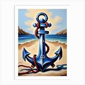 Ship anchor, Ropes, Oil painting 9 Art Print