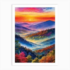 Sunset In The Smoky Mountains Art Print