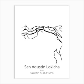 San Agustin Loxicha,Mexico Minimalist Map Art Print