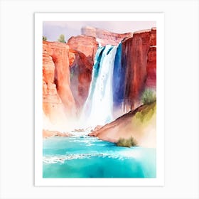 Havasu Falls, United States Water Colour  (3) Art Print