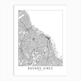 Buenos Aires White Map Art Print