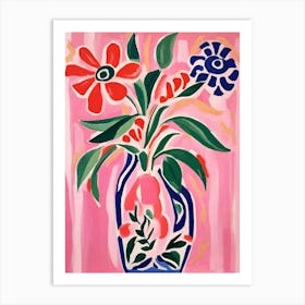 Pink Vase Of Flowers Affiche