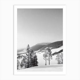 Hemsedal, Norway Black And White Skiing Poster Art Print