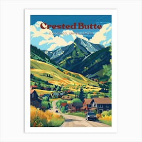 Crested Butte Colorado Summer Digital Travel Art Art Print