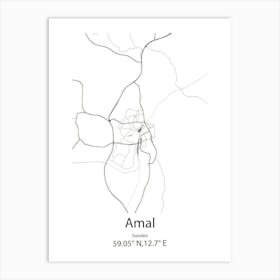 Amal,Sweden Minimalist Map Art Print