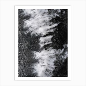 Black And White Water Cascade Art Print