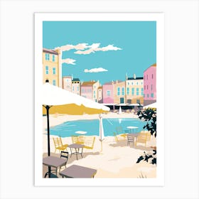 Antibes, France, Flat Pastels Tones Illustration 3 Art Print