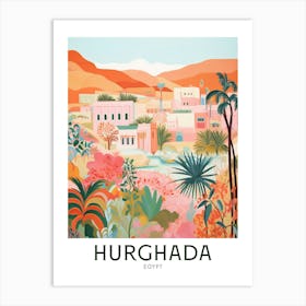 Hurghada, Egypt Maximalist Travel Poster Vibrant Colour Art Print