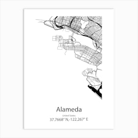 Alameda,United States Minimalist Map Art Print