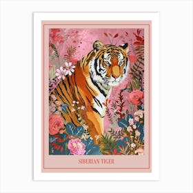 Floral Animal Painting Siberian Tiger 3 Poster Art Print