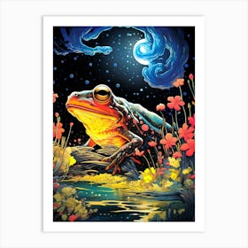 Frog In The Moonlight Art Print