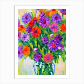 Oxeye Daisy Floral Abstract Block Colour Flower Art Print