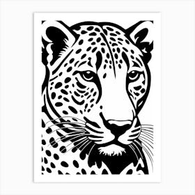 Cheetah Lino Black And White, 1119 Art Print