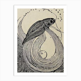 Firefly Squid Linocut Art Print