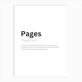 Pages Definition Meaning Art Print