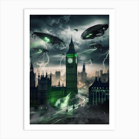 Aliens Over London 2 Art Print