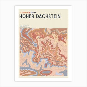 Hoher Dachstein Austria Topographic Contour Map Art Print