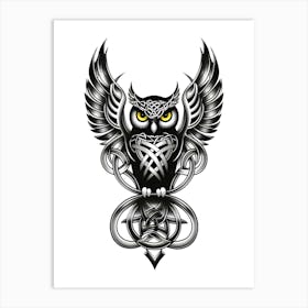 Celtic Owl Tattoo Art Print