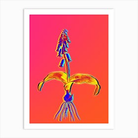 Neon Watsonia Botanical in Hot Pink and Electric Blue n.0349 Art Print